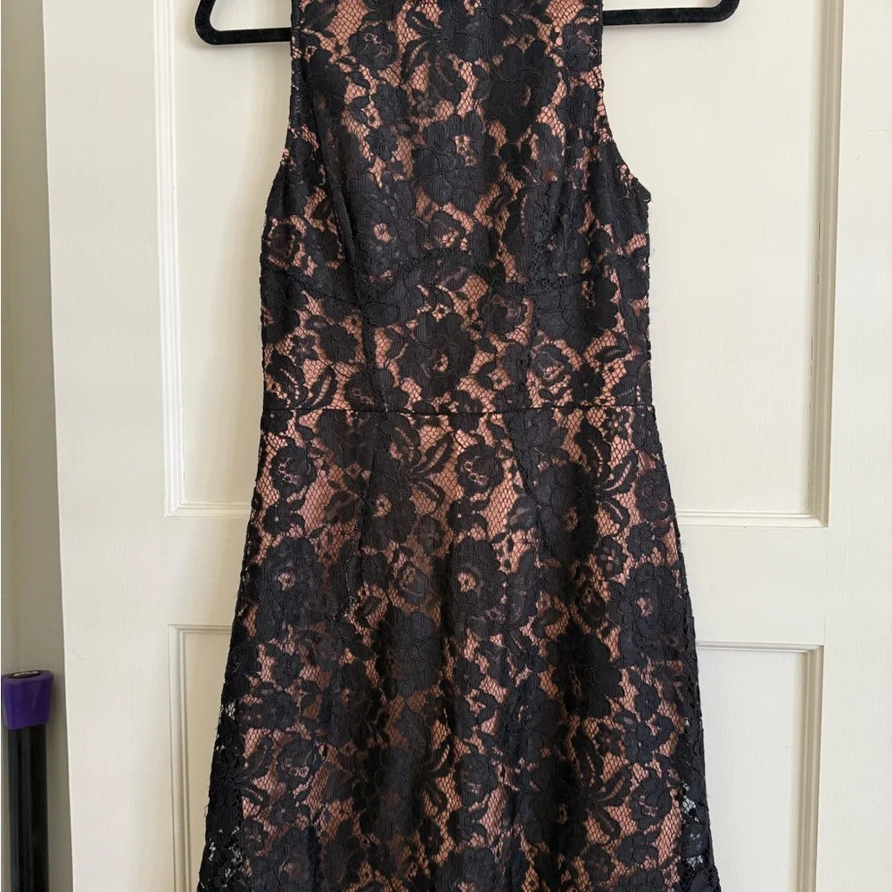 French Connection Black and Tan Halter Sheath Mini Dress - Picture 2 of 10